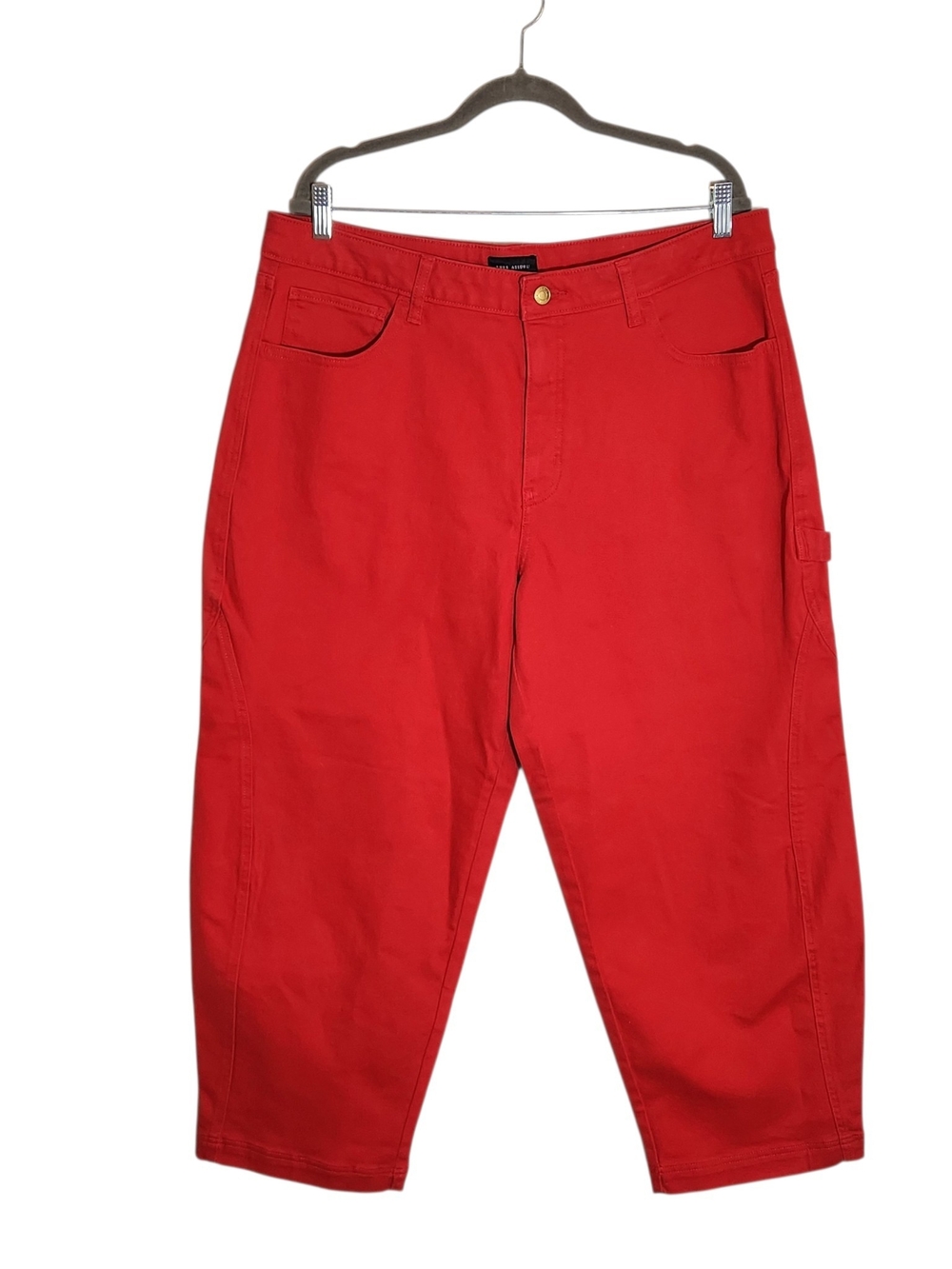 Free Assembly Red Cropped Utility Carpenter Barrel Jeans Size 16